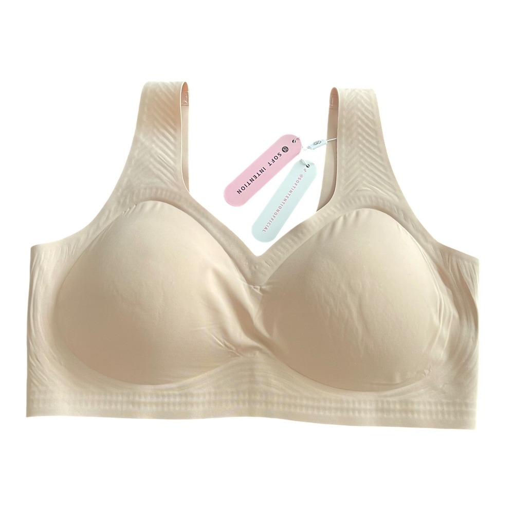 NWT Soft Intention Women Seamless Comfort Sports Bra Tank Top Beige 4XL